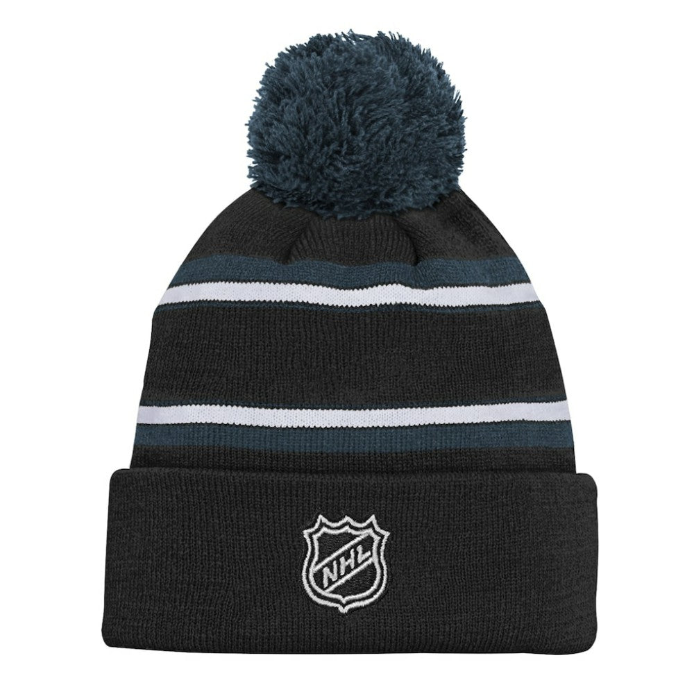 Vegas Golden Knights Youth Jacquard Cuffed Knit Hat with Pom - Black | US 200025349