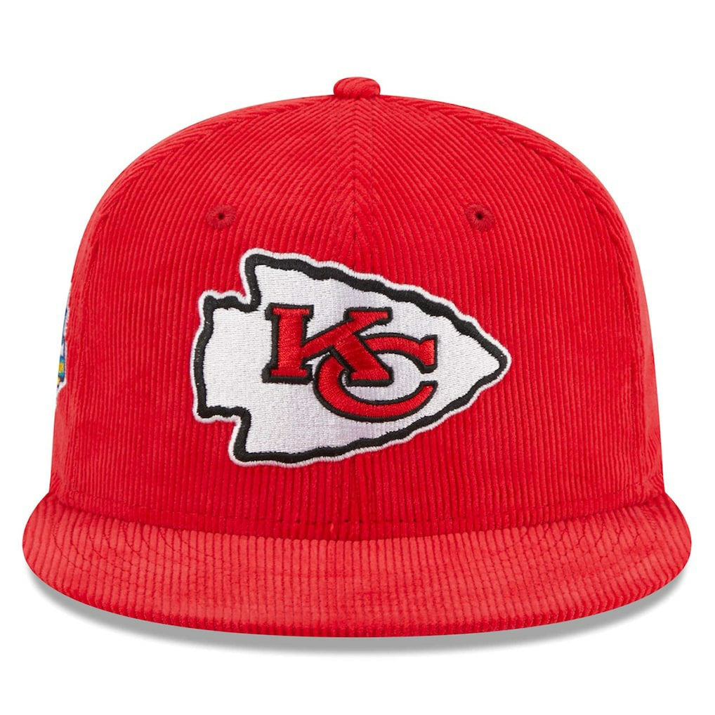 Kansas City Chiefs New Era Throwback Cord 59FIFTY Fitted Hat - Red Hats