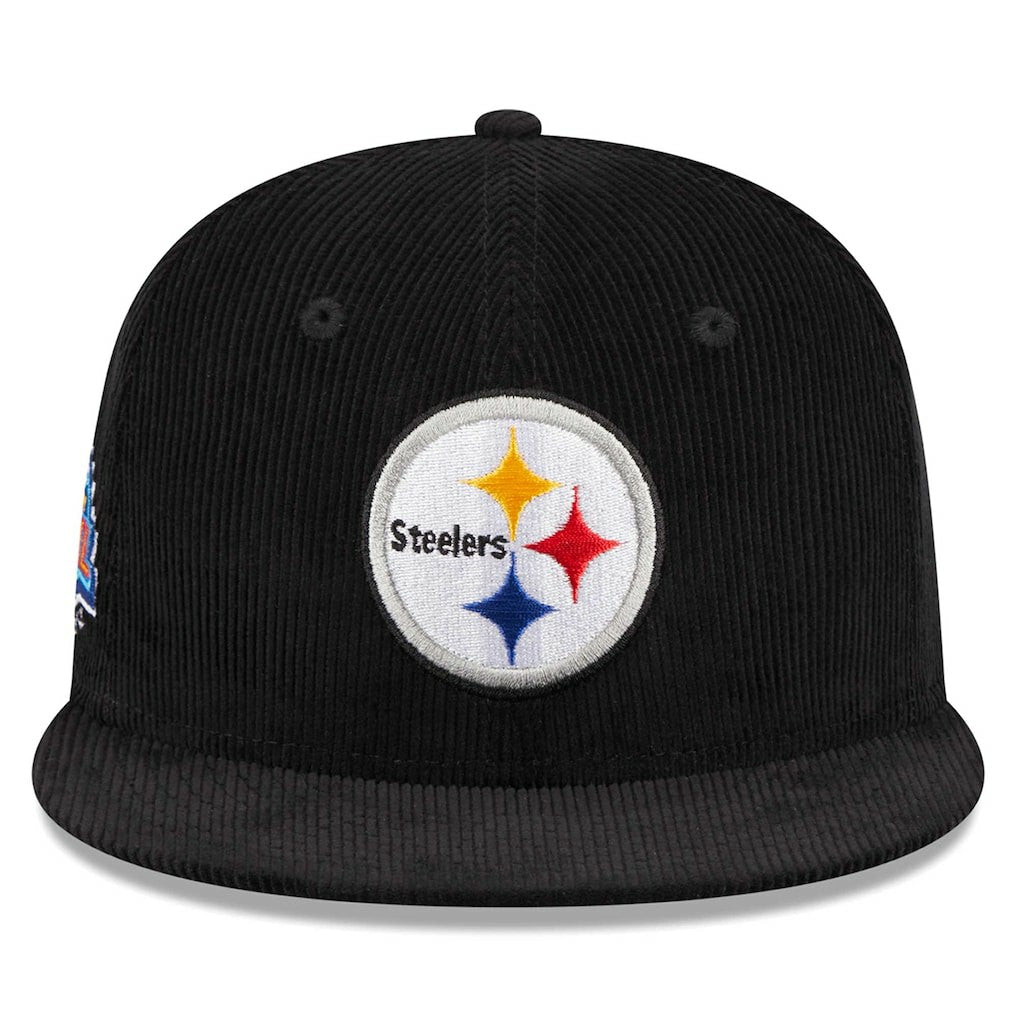 Pittsburgh Steelers New Era Throwback Cord 59FIFTY Fitted Hat - Black Hats