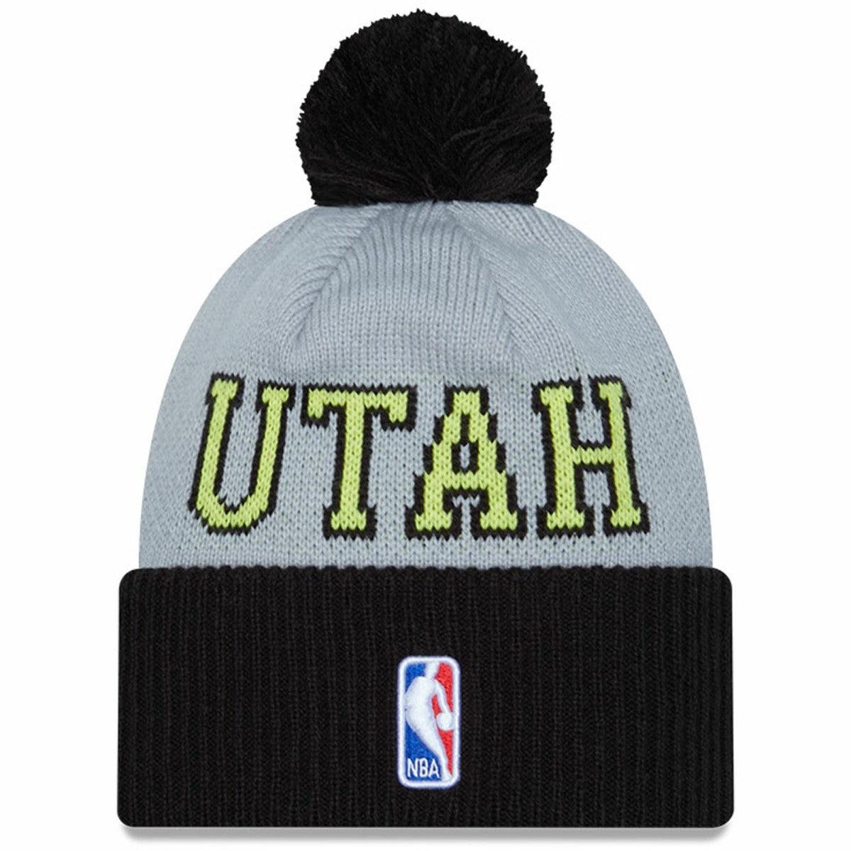 Utah Jazz Tip-Off Two-Tone Cuffed Knit Hat with Pom Black/Gray - New Era