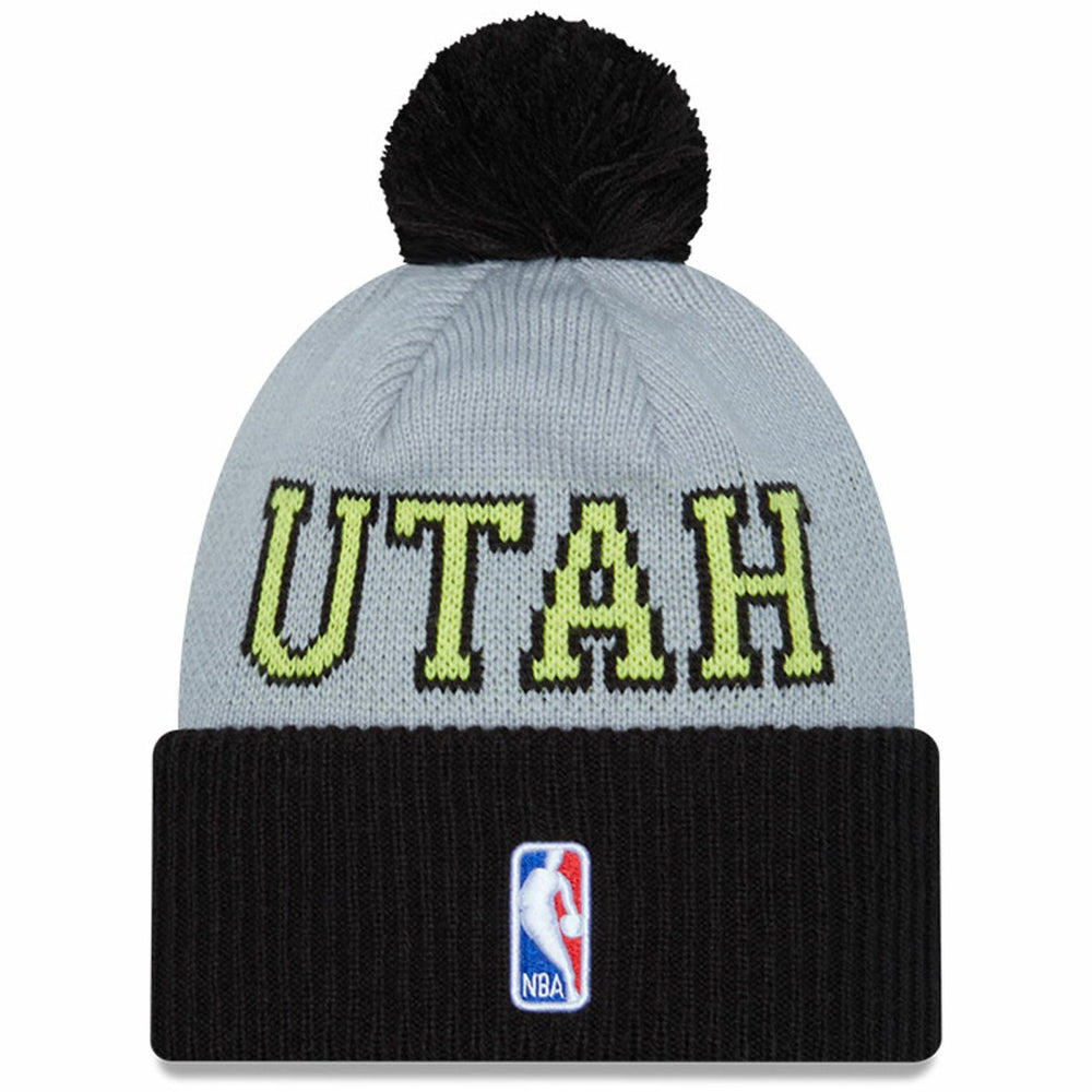 Utah Jazz Tip-Off Two-Tone Cuffed Knit Hat with Pom Black/Gray - New Era