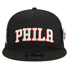 Philadelphia 76ers Post-Up Pin Mesh 9FIFTY Snapback Hat Black - New Era