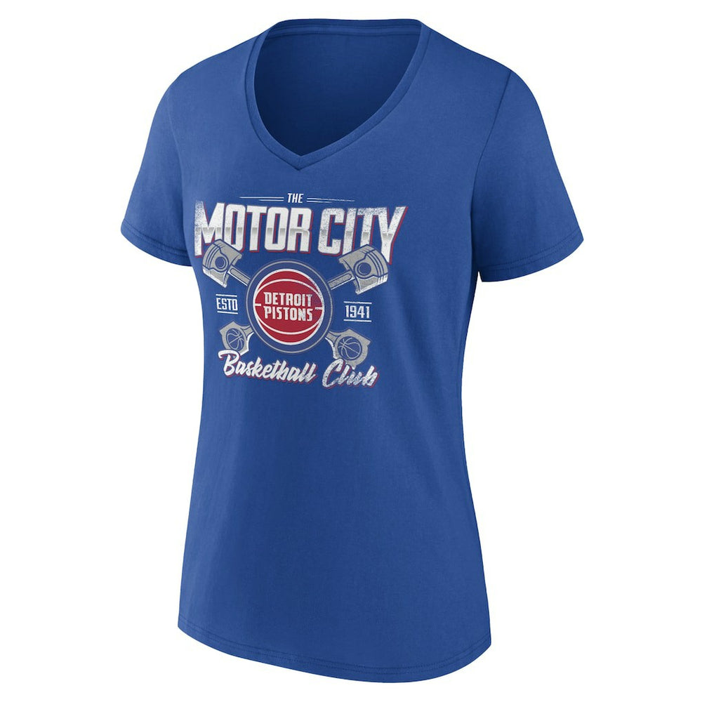 Detroit Pistons Women's Team Pride V-Neck T-Shirt Blue