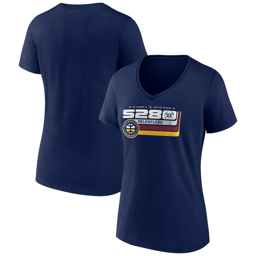 Denver Nuggets Women's Announcer V-Neck T-Shirt Navy outlet