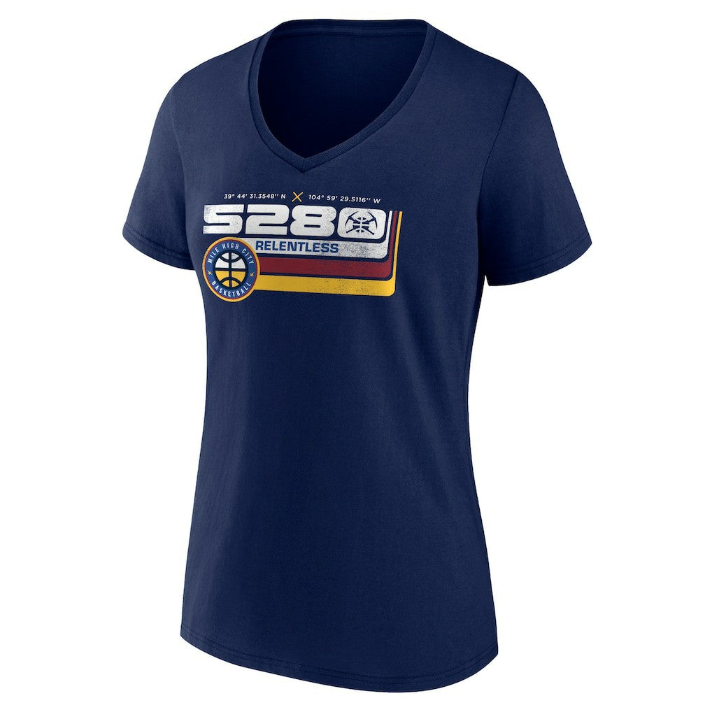 Denver Nuggets Women's Announcer V-Neck T-Shirt Navy outlet
