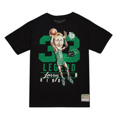 Larry Bird Boston Celtics Hardwood Classics Caricature T-Shirt Black - Mitchell & Ness
