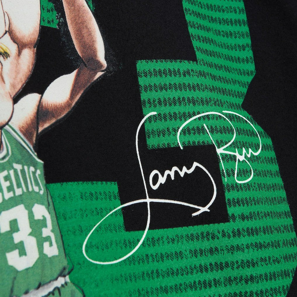 Larry Bird Boston Celtics Hardwood Classics Caricature T-Shirt Black - Mitchell & Ness