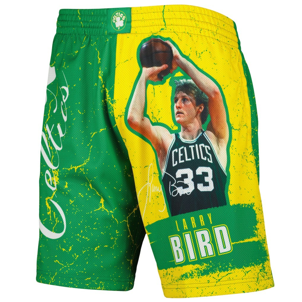 Larry Bird Boston Celtics Hardwood Classics Player Burst Shorts Kelly Green - Mitchell & Ness