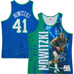 Dirk Nowitzki Dallas Mavericks Hardwood Classics Player Burst Tank Top Blue - Mitchell & Ness
