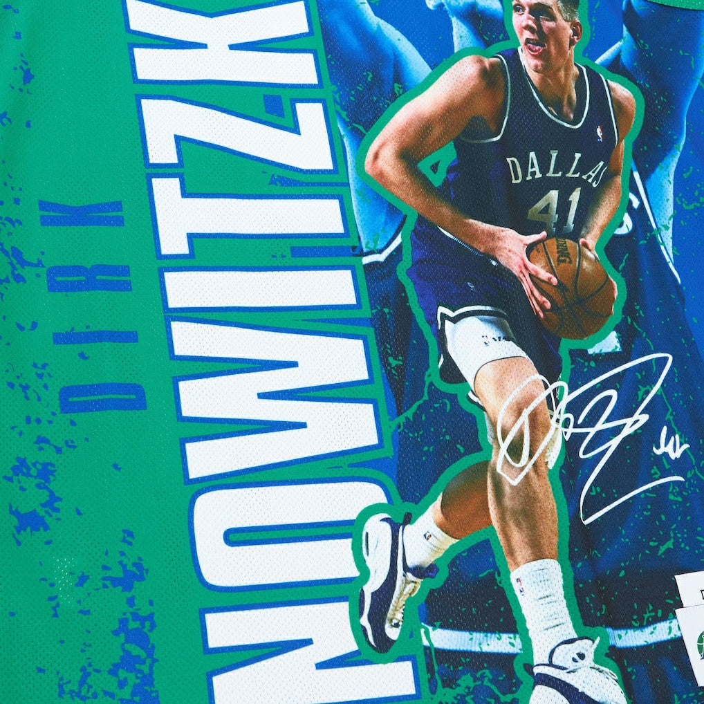 Dirk Nowitzki Dallas Mavericks Hardwood Classics Player Burst Tank Top Blue - Mitchell & Ness