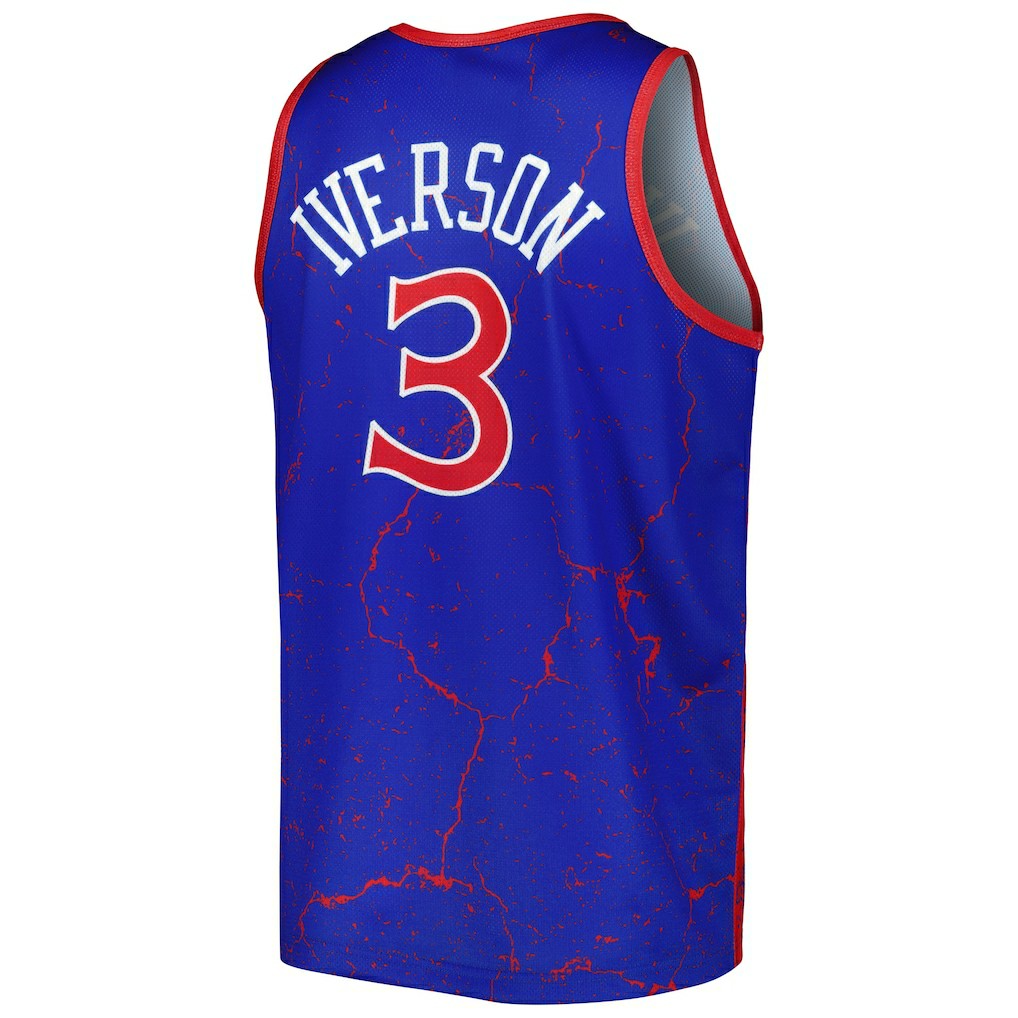 Allen Iverson Philadelphia 76ers 1996-97 Hardwood Classics Player Burst Tank Top Royal - Mitchell & Ness