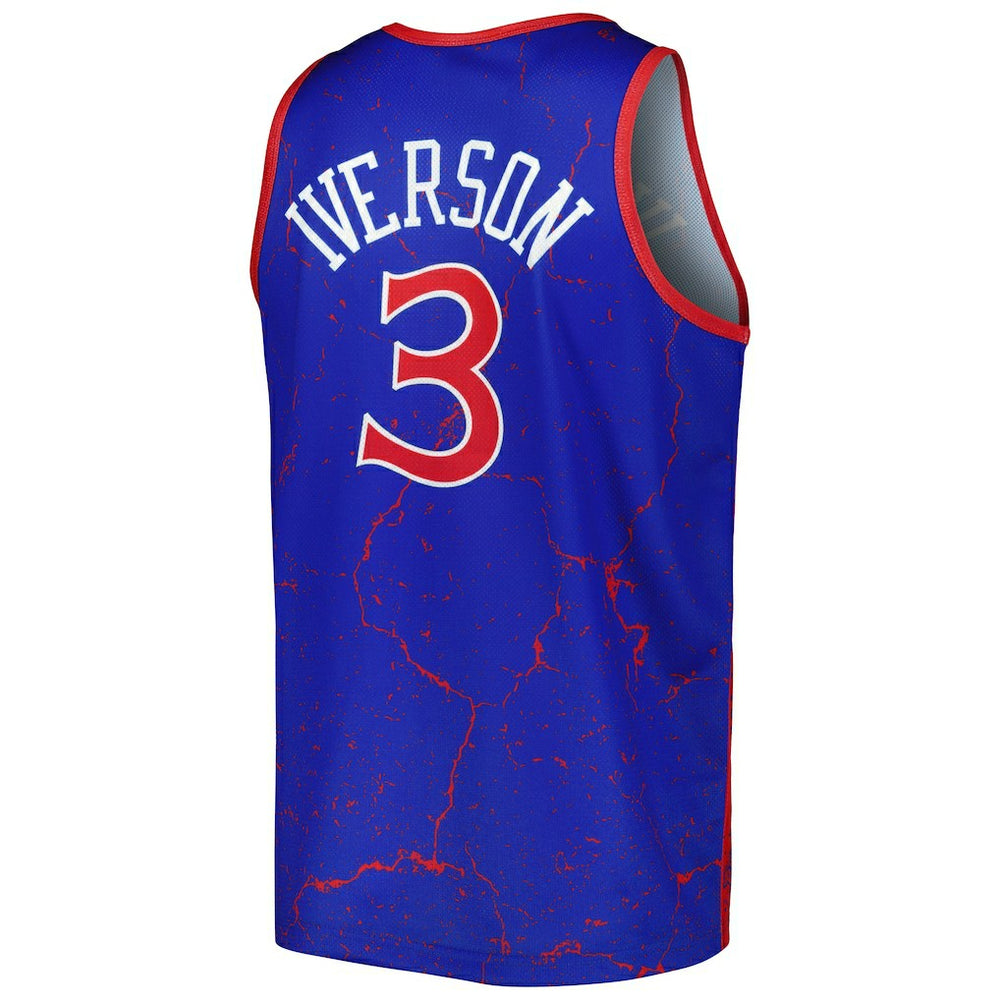 Allen Iverson Philadelphia 76ers 1996-97 Hardwood Classics Player Burst Tank Top Royal - Mitchell & Ness