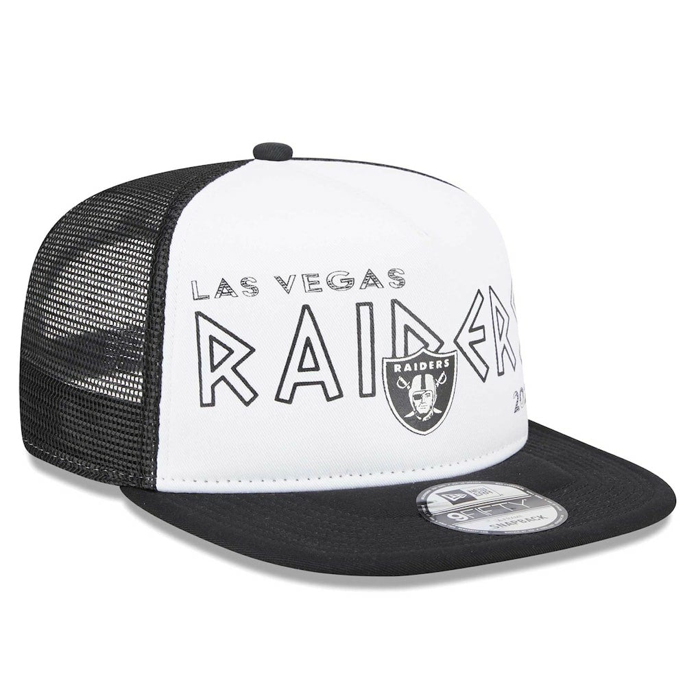 Las Vegas Raiders New Era Banger 9FIFTY Trucker Snapback Hat - White/Black Hats
