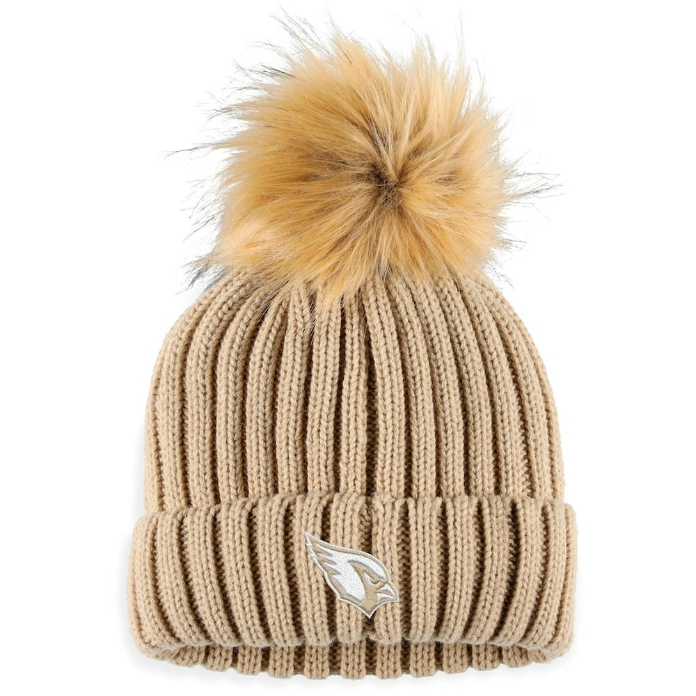 Arizona Cardinals WEAR by Erin Andrews Women's Neutral Cuffed Knit Hat with Pom - Natural Hats