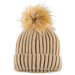 Las Vegas Raiders WEAR by Erin Andrews Women's Neutral Cuffed Knit Hat with Pom - Natural Hats