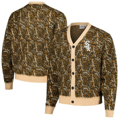 Chicago White Sox PLEASURES Cheetah Cardigan Button-Up Sweater - Brown