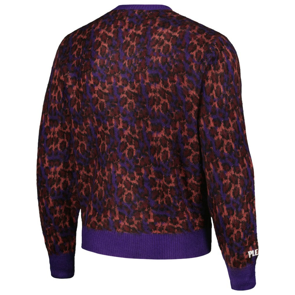 St. Louis Cardinals PLEASURES Cheetah Cardigan Button-Up Sweater - Purple