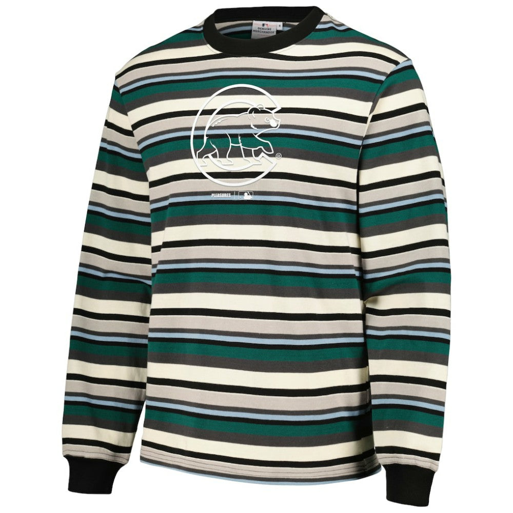Chicago Cubs PLEASURES Ballpark Long Sleeve T-Shirt - Cream/Green T-shirts