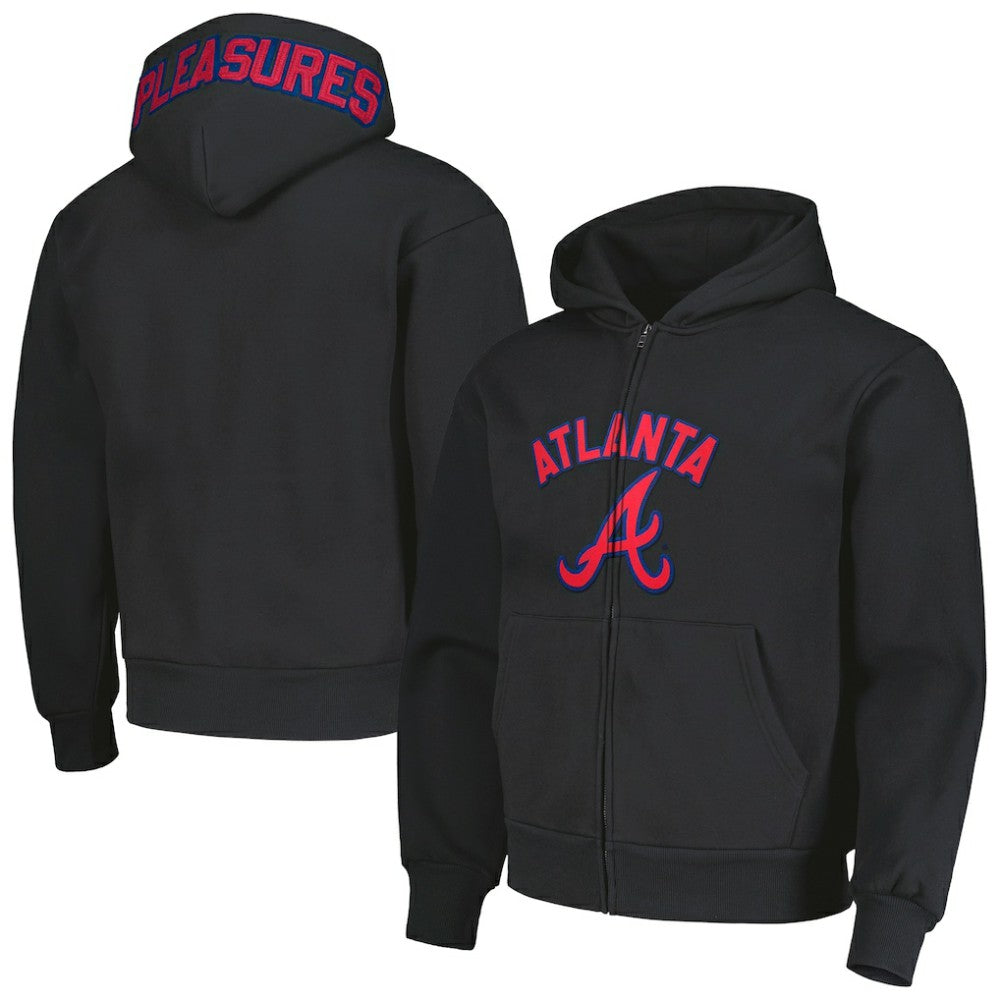 Atlanta Braves PLEASURES Opening Day Full-Zip Hoodie - Black Hoodies