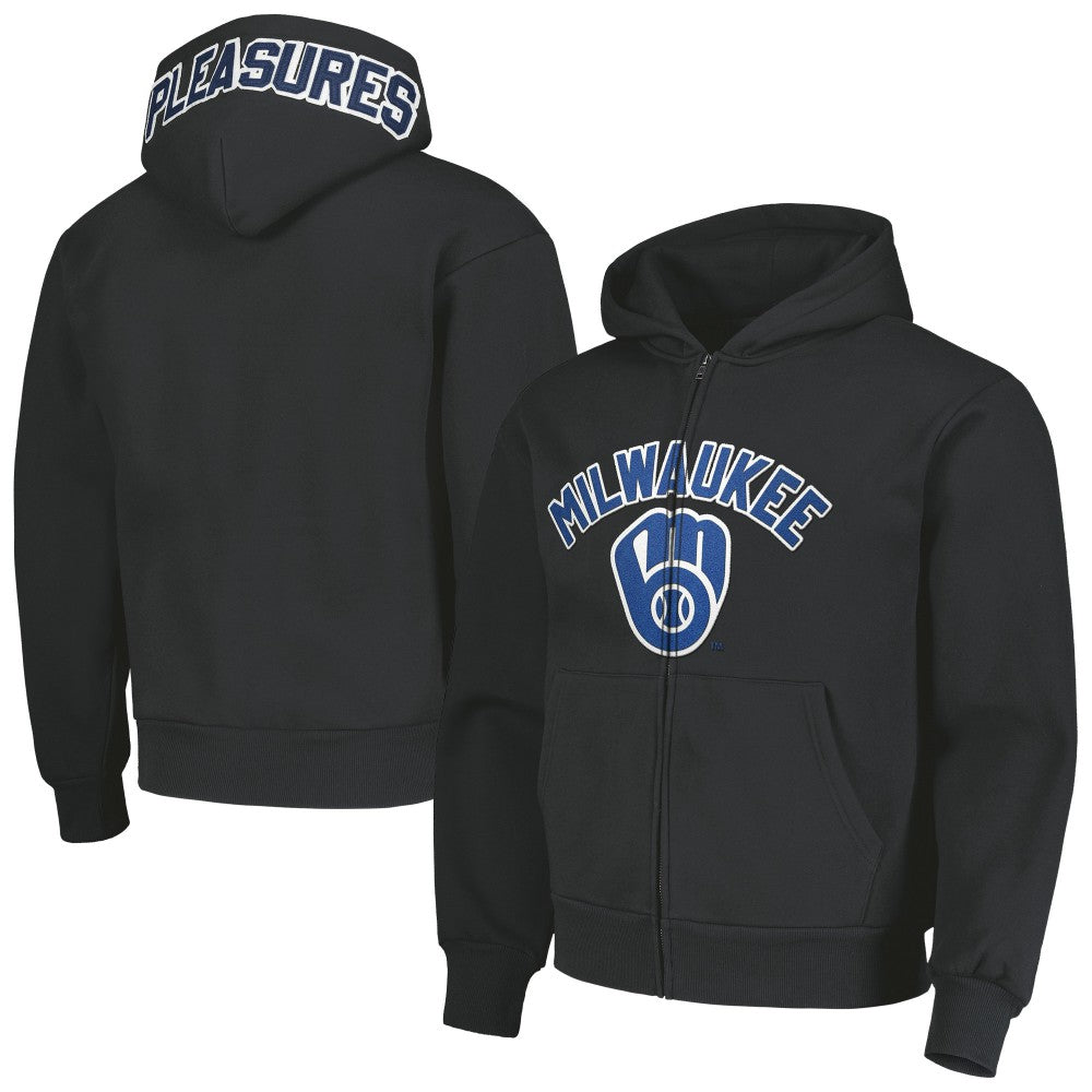 Milwaukee Brewers PLEASURES Opening Day Full-Zip Hoodie - Black Hoodies