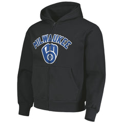 Milwaukee Brewers PLEASURES Opening Day Full-Zip Hoodie - Black Hoodies