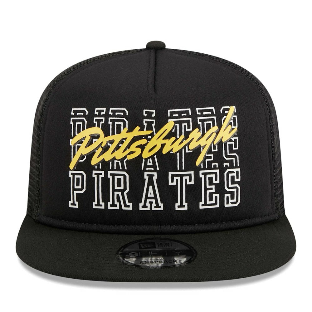 Pittsburgh Pirates New Era  Street Team A-Frame Trucker 9FIFTY Snapback Hat - Black Hats