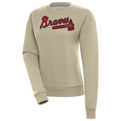 Atlanta Braves Antigua Women's Victory Pullover Sweatshirt - Khaki Pullover