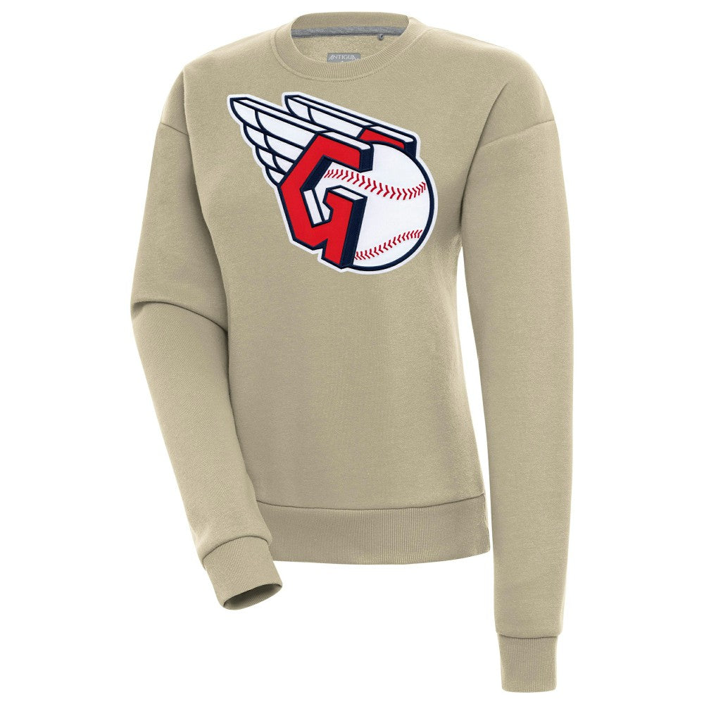 Cleveland Guardians Antigua Women's Victory Pullover Sweatshirt - Khaki Pullover