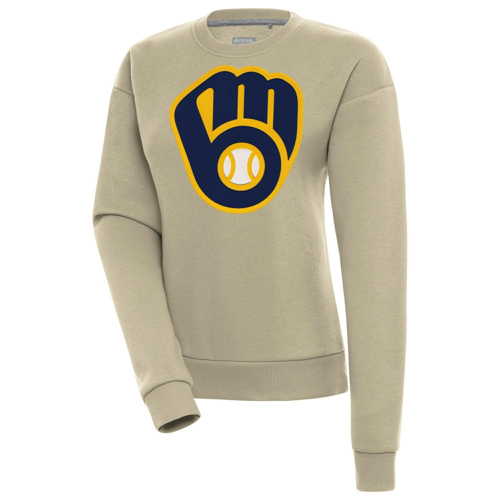 Milwaukee Brewers Antigua Women's Victory Pullover Sweatshirt - Khaki Pullover