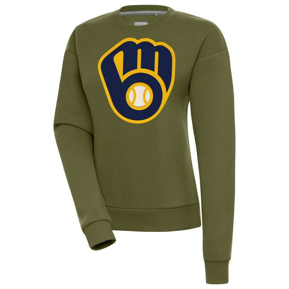 Milwaukee Brewers Antigua Women's Victory Pullover Sweatshirt - Olive Pullover