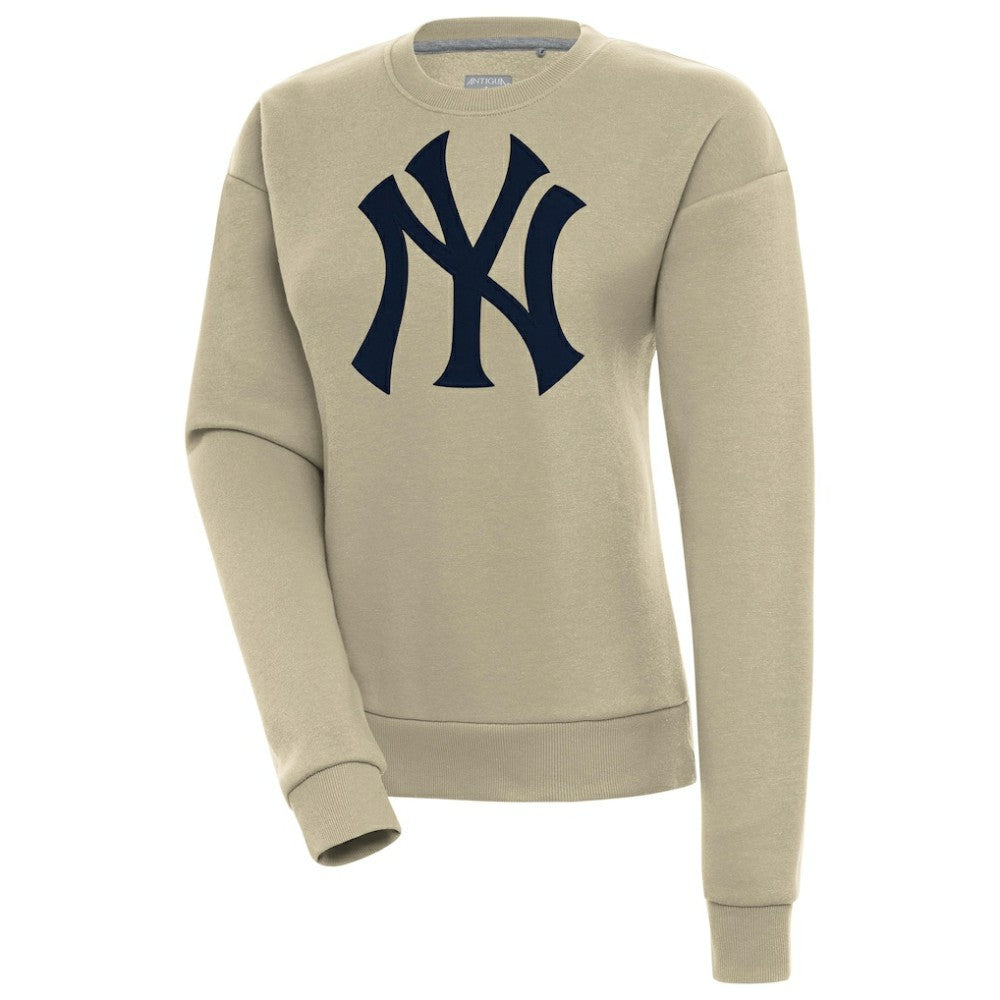 New York Yankees Antigua Women's Victory Pullover Sweatshirt - Khaki Pullover