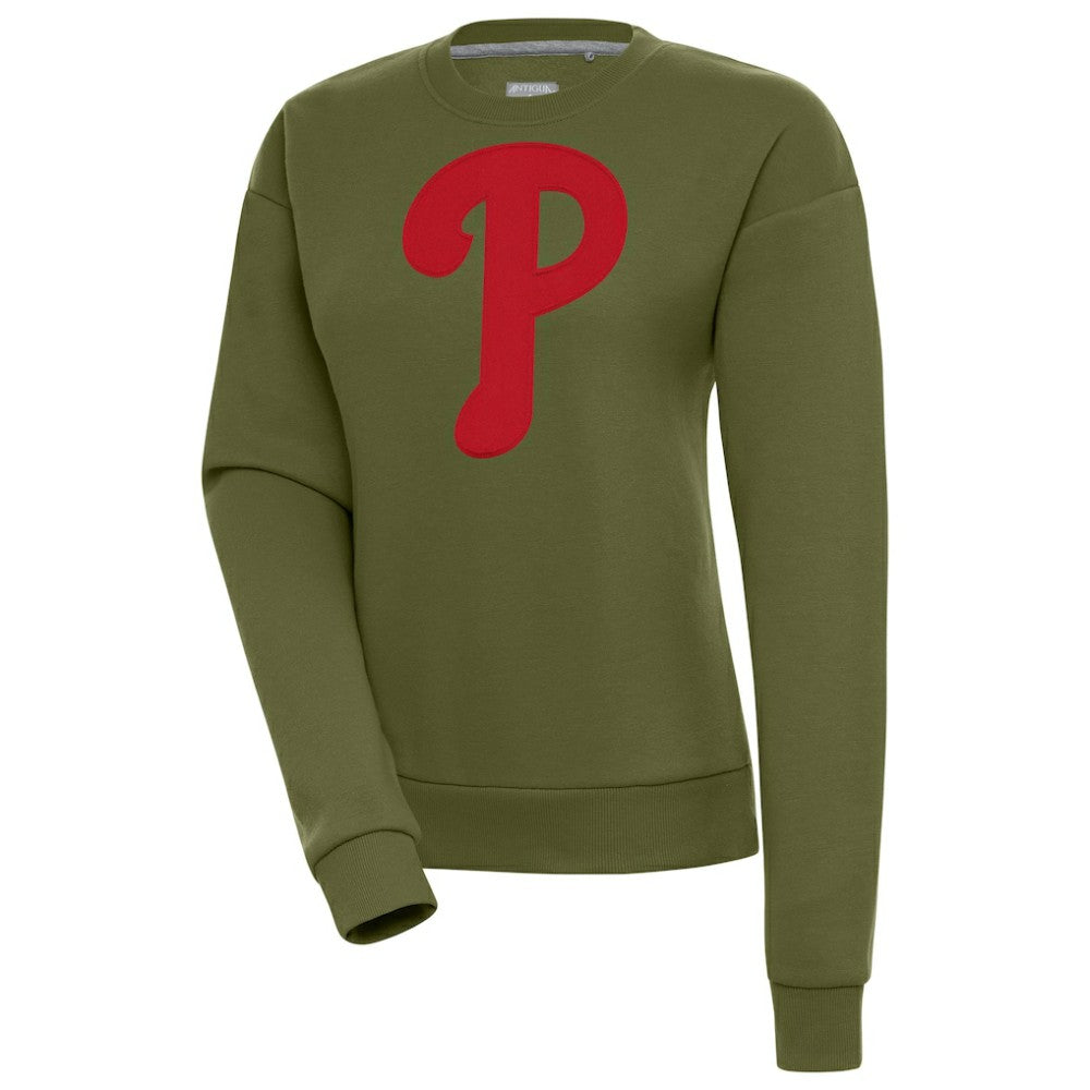 Philadelphia Phillies Antigua Women's Victory Pullover Sweatshirt - Olive Pullover
