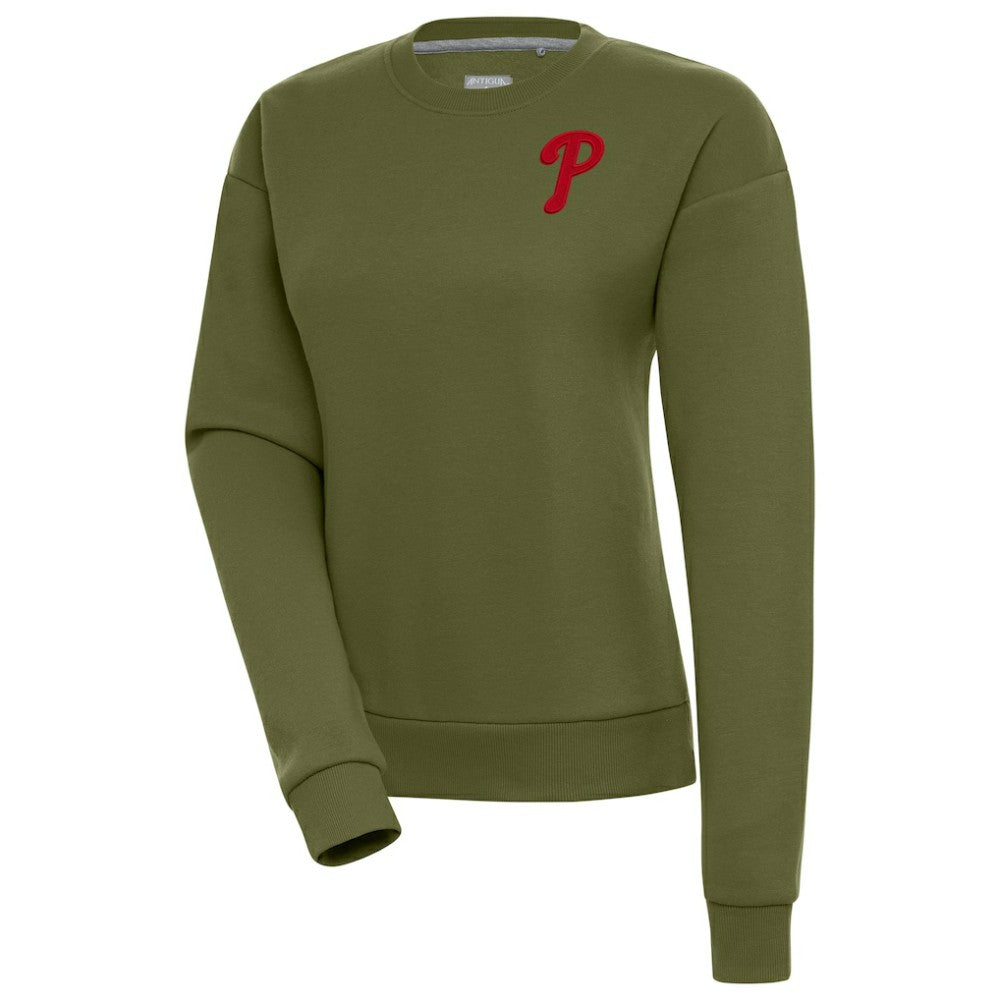 Philadelphia Phillies Antigua Women's Victory Pullover Sweatshirt - Olive Pullover