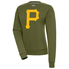 Pittsburgh Pirates Antigua Women's Victory Pullover Sweatshirt - Olive Pullover
