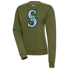 Seattle Mariners Antigua Women's Victory Pullover Sweatshirt - Olive Pullover