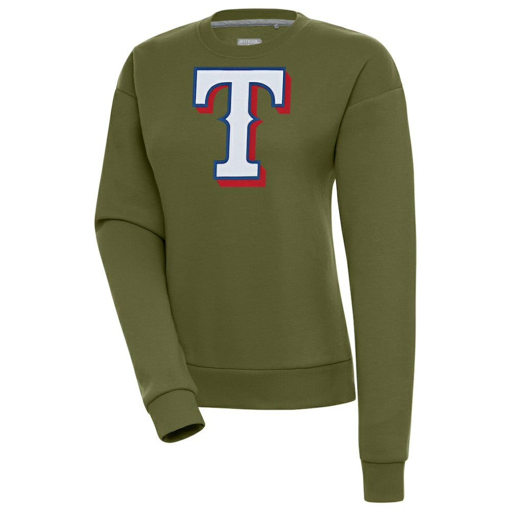 Texas Rangers Antigua Women's Victory Pullover Sweatshirt - Olive Pullover