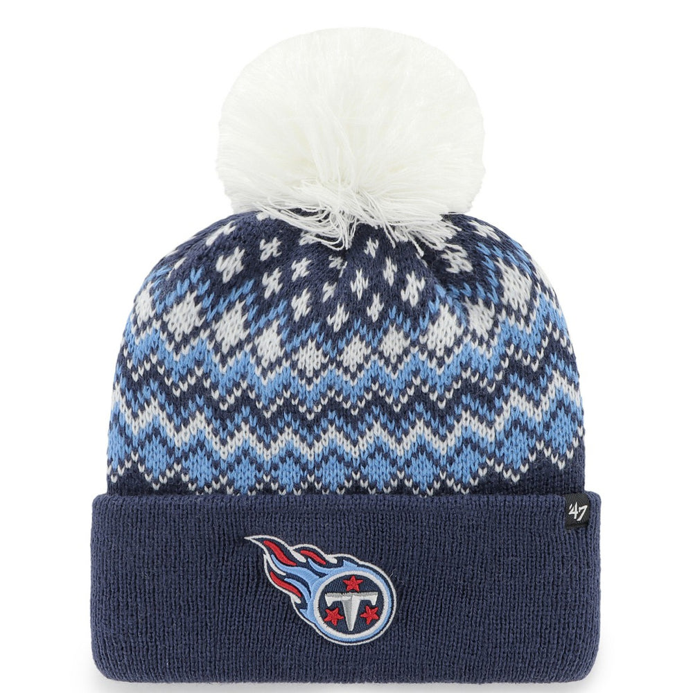 Tennessee Titans '47 Women's Elsa Cuffed Knit Hat with Pom - Navy Hats