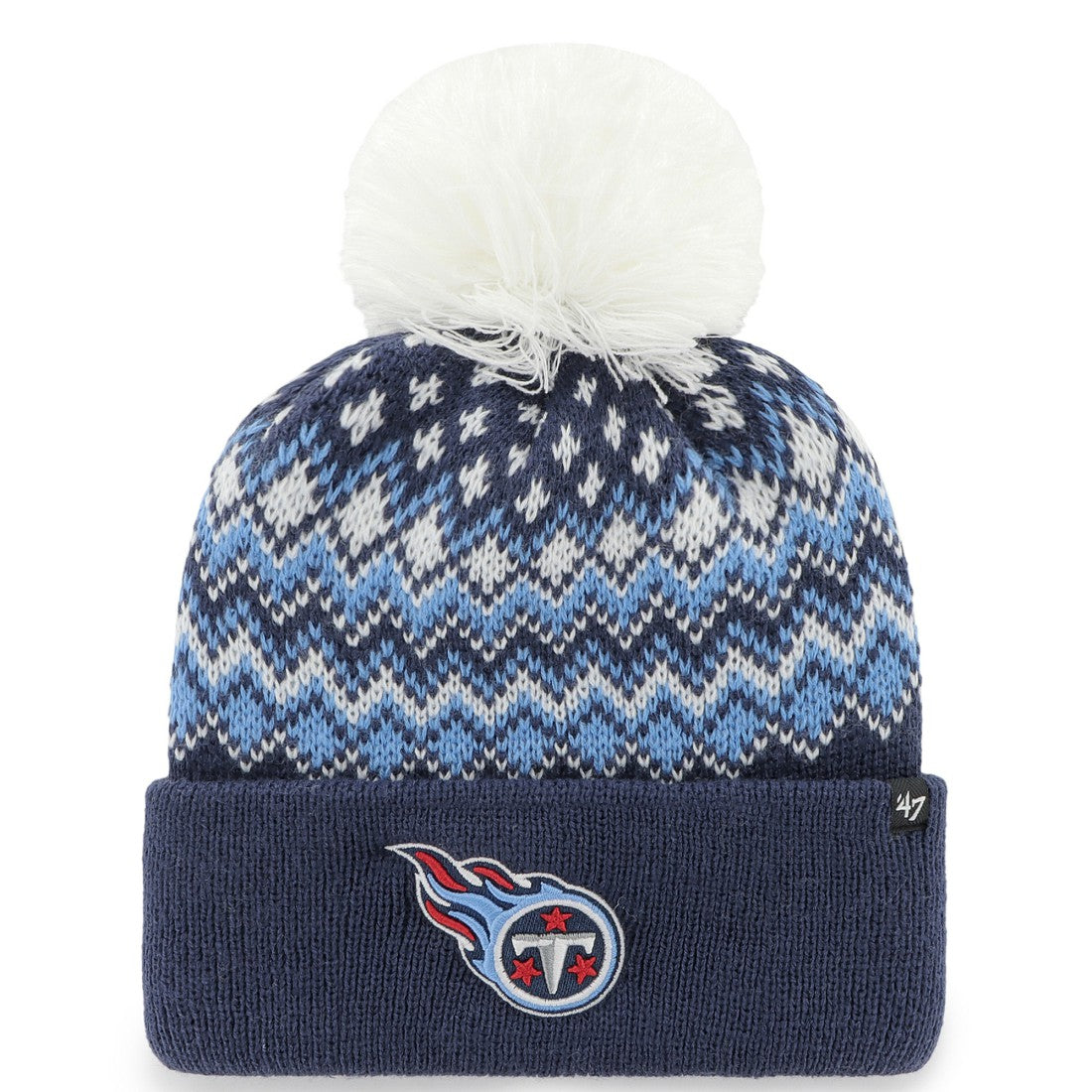 Tennessee Titans '47 Women's Elsa Cuffed Knit Hat with Pom - Navy Hats