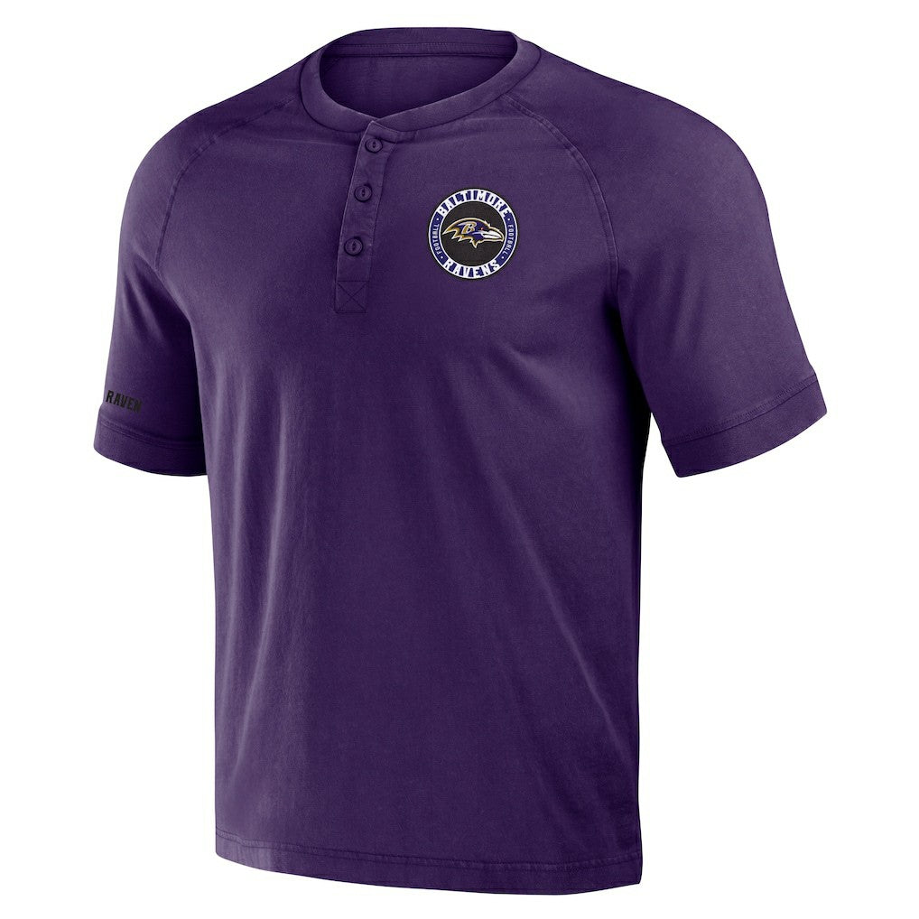 Baltimore Ravens NFL x Darius Rucker Collection Washed Raglan Henley T-Shirt - Purple T-shirts