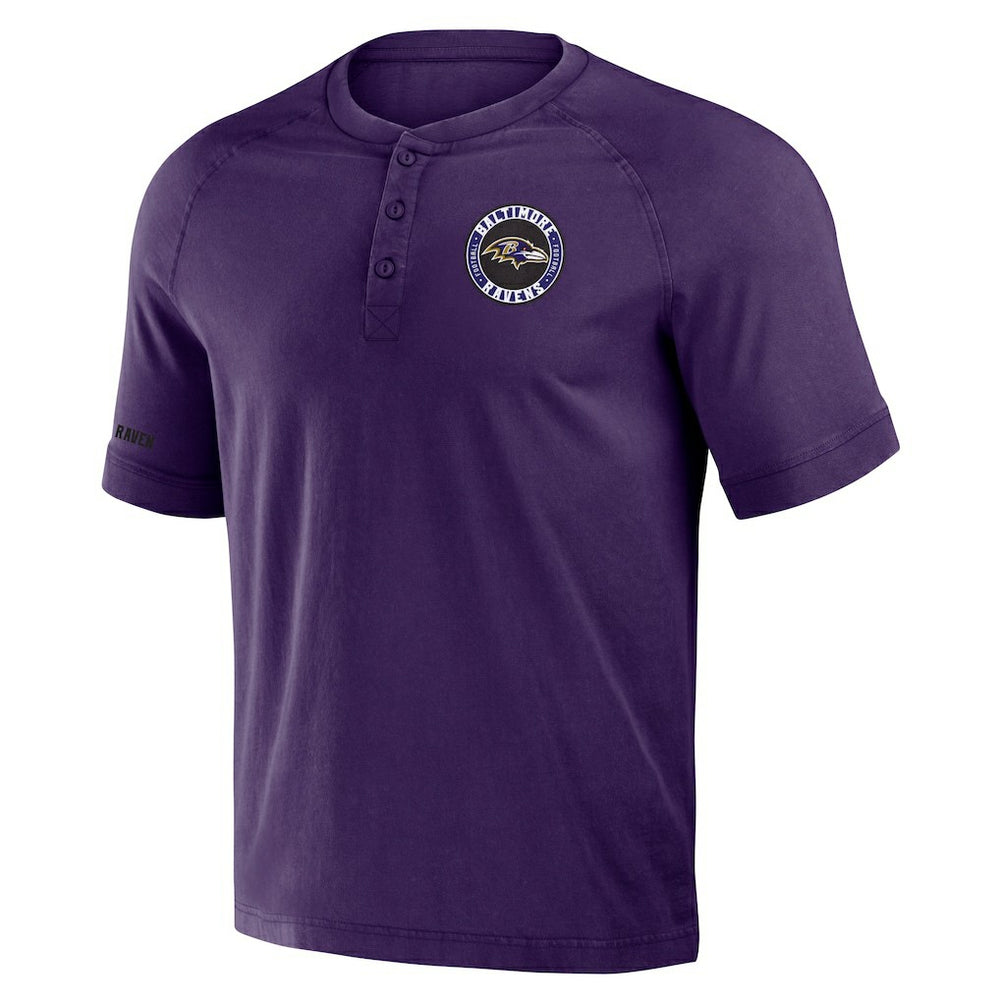 Baltimore Ravens NFL x Darius Rucker Collection Washed Raglan Henley T-Shirt - Purple T-shirts
