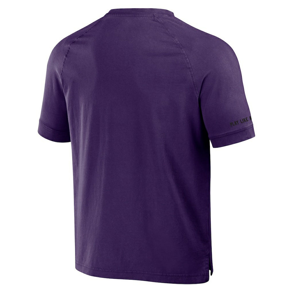 Baltimore Ravens NFL x Darius Rucker Collection Washed Raglan Henley T-Shirt - Purple T-shirts