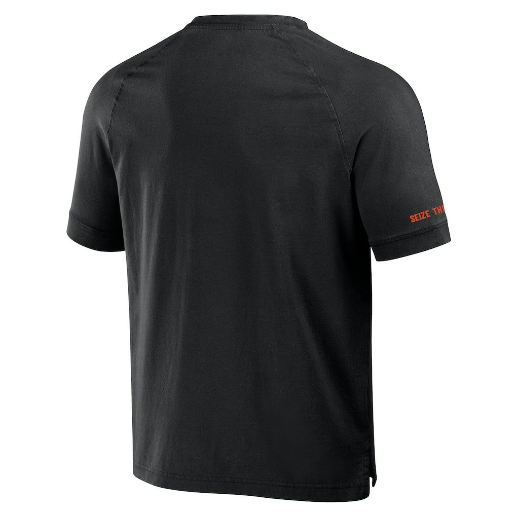 Cincinnati Bengals NFL x Darius Rucker Collection Washed Raglan Henley T-Shirt - Black T-shirts