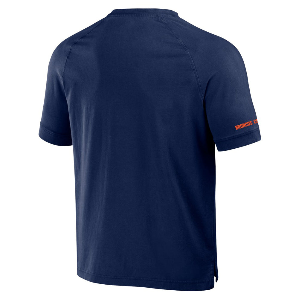 Denver Broncos NFL x Darius Rucker Collection Washed Raglan Henley T-Shirt - Navy T-shirts