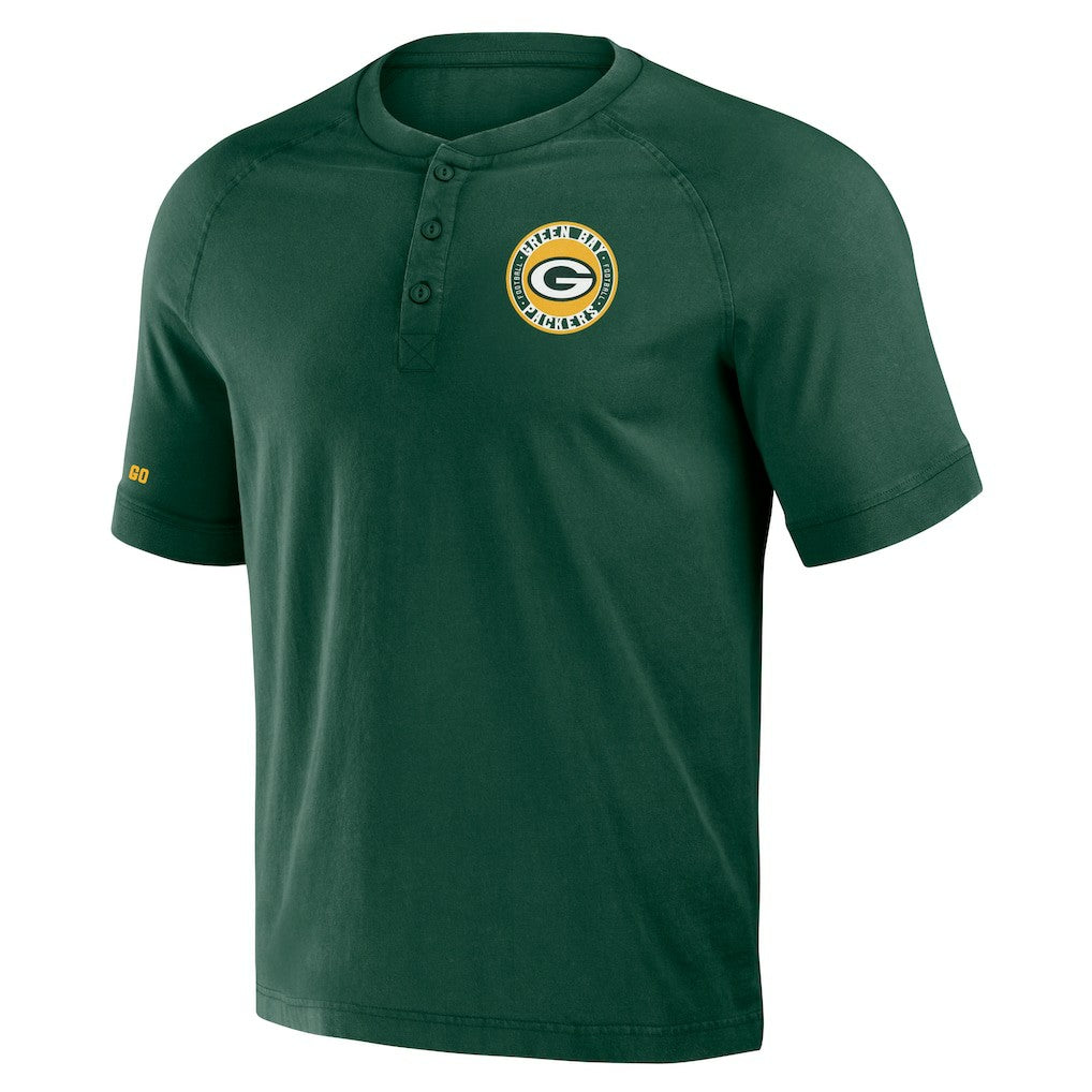 Green Bay Packers NFL x Darius Rucker Collection Washed Raglan Henley T-Shirt - Green T-shirts