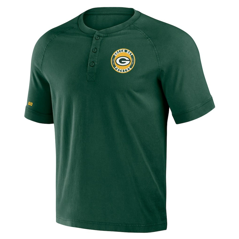 Green Bay Packers NFL x Darius Rucker Collection Washed Raglan Henley T-Shirt - Green T-shirts