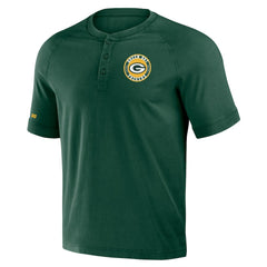 Green Bay Packers NFL x Darius Rucker Collection Washed Raglan Henley T-Shirt - Green T-shirts