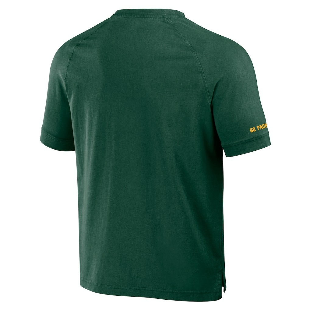Green Bay Packers NFL x Darius Rucker Collection Washed Raglan Henley T-Shirt - Green T-shirts