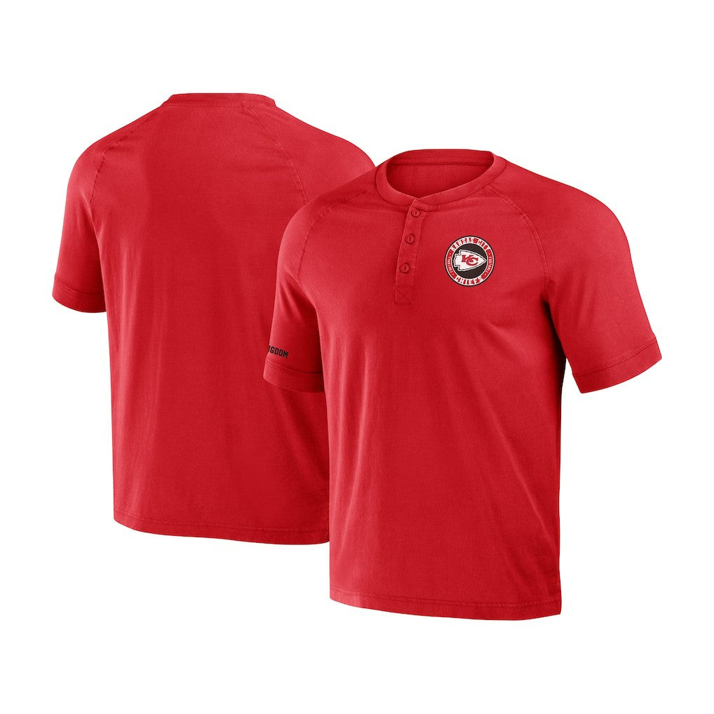 Kansas City Chiefs NFL x Darius Rucker Collection Washed Raglan Henley T-Shirt - Red T-shirts