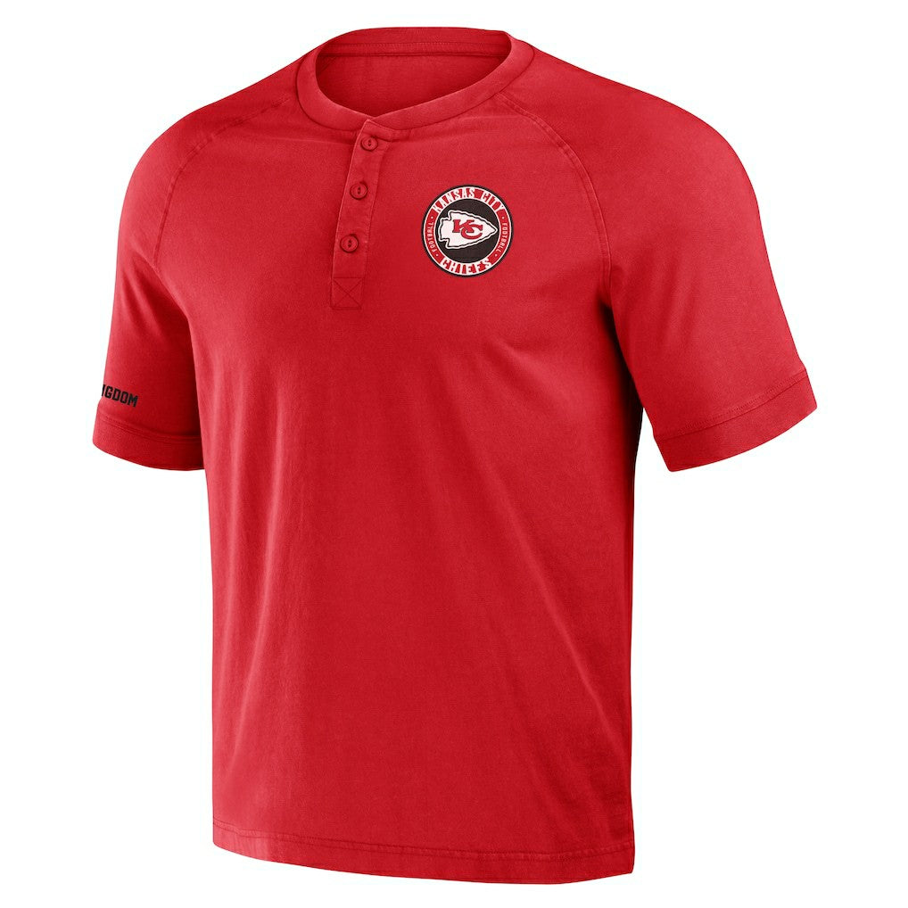 Kansas City Chiefs NFL x Darius Rucker Collection Washed Raglan Henley T-Shirt - Red T-shirts