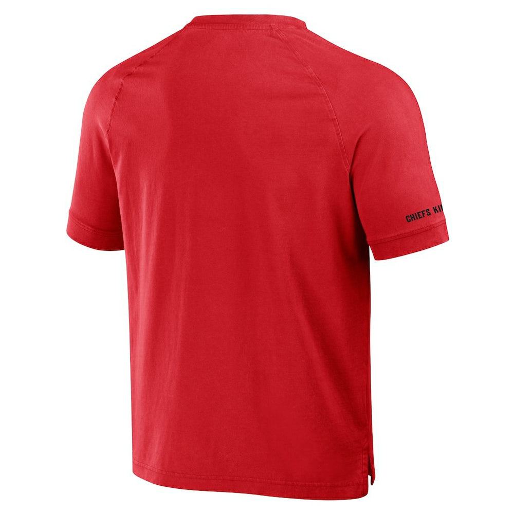 Kansas City Chiefs NFL x Darius Rucker Collection Washed Raglan Henley T-Shirt - Red T-shirts